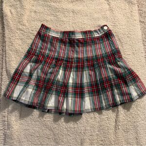 Aerie Red, Green and white mini plaid skirt